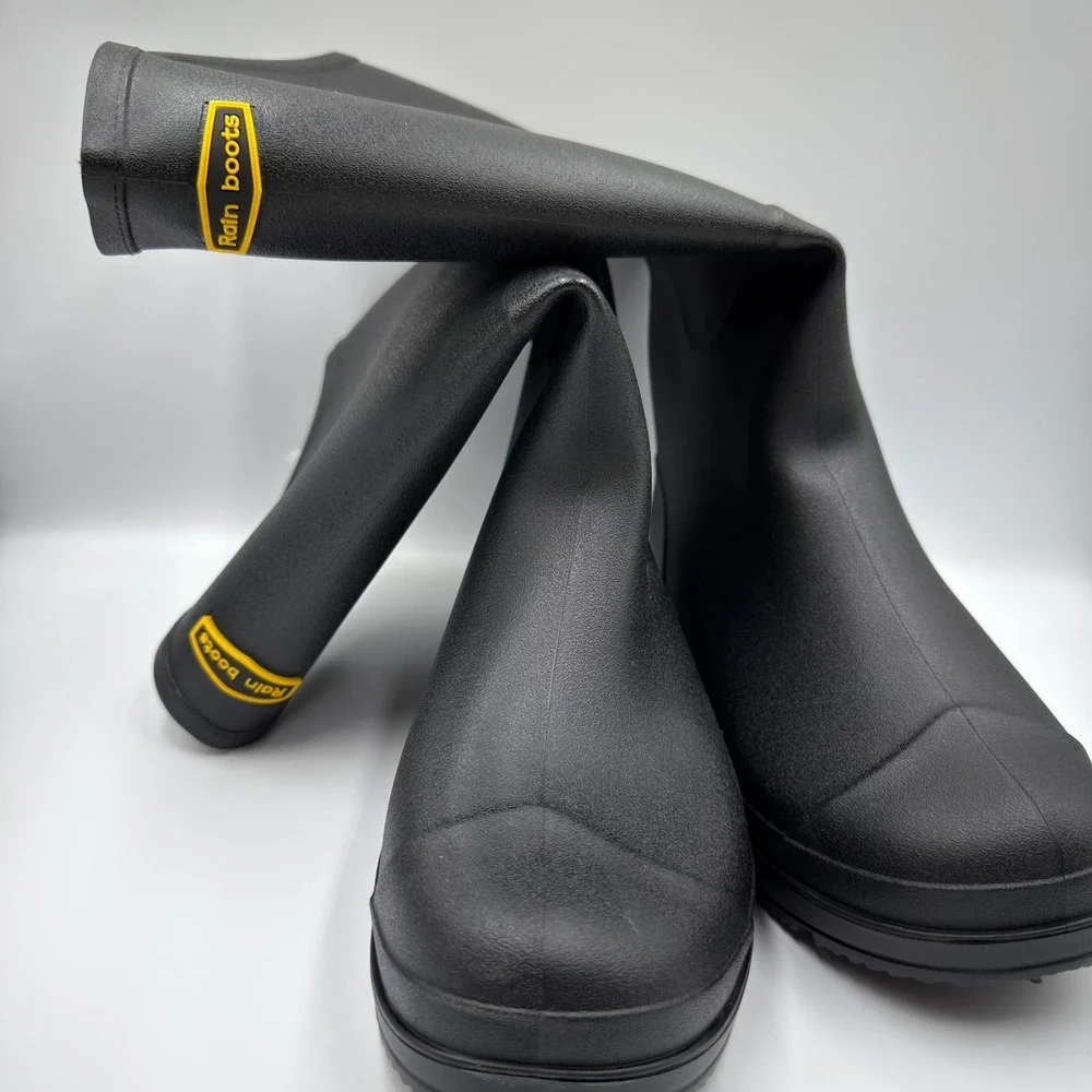 Black Rubber Rain Boots Tall Waterproof Wellington Work Boots Mens 43 NO:238